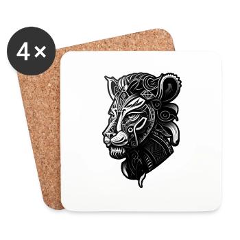 Lion - Dessous de verre (lot de 4) - blanc - Devant