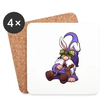Gnome de Pâques qui mangeait trop de chocolat - Dessous de verre (lot de 4) - blanc - Devant