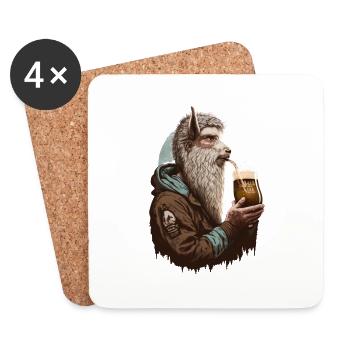 Cooles Chill Lama mit Bier - Untersetzer (4er-Set) - Weiß - Vorne