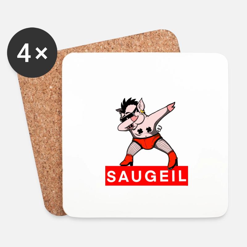 Schwein DAB Saugeil - Untersetzer (4er-Set) - Weiß