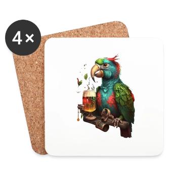 Colorful Beer Parrot - Coasters (set of 4) - white - Front
