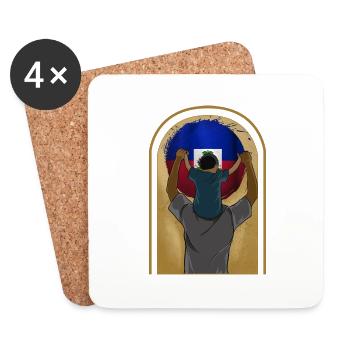 Haiti Haitian Flag Father Child I Gift - Coasters (set of 4) - white - Front