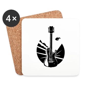 Plucked Instrument Guitarist Guitar Musical Instrument - Coasters (set of 4) - white - Front