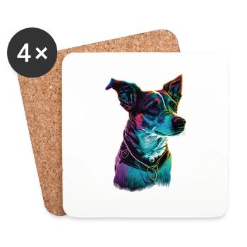 Jack Russell 80s - Coasters (set of 4) - white - Front