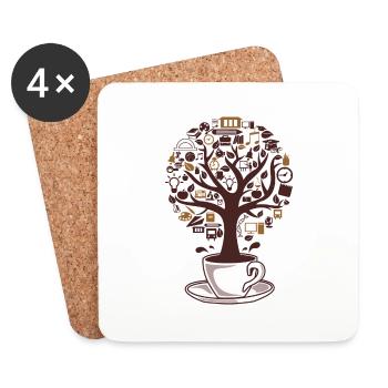 coffee tree - Coasters (set of 4) - white - Front
