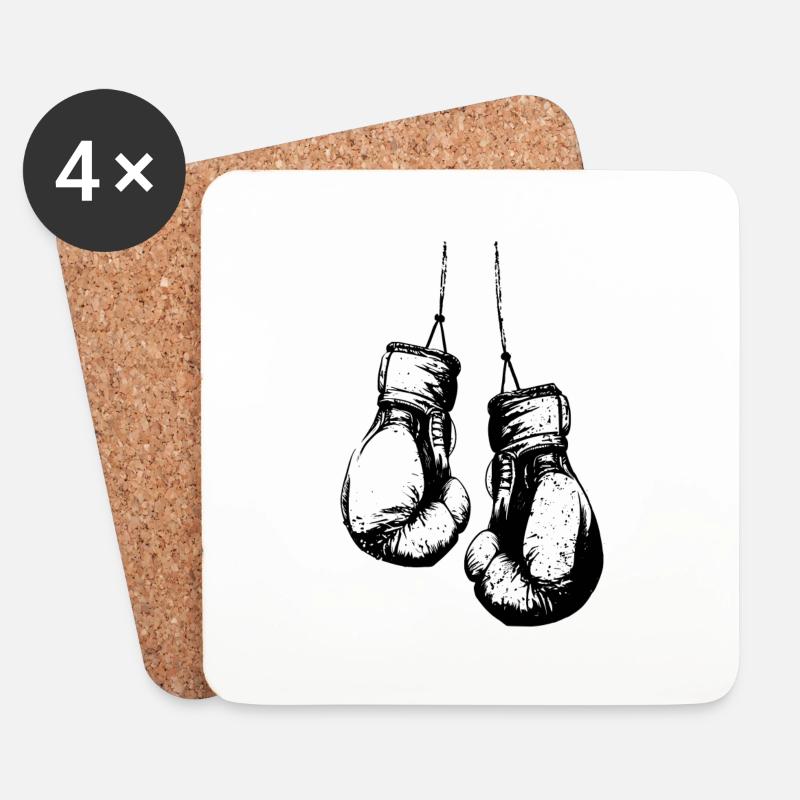 Hängende Boxhandschuhe schwarz - Untersetzer (4er-Set) - Weiß