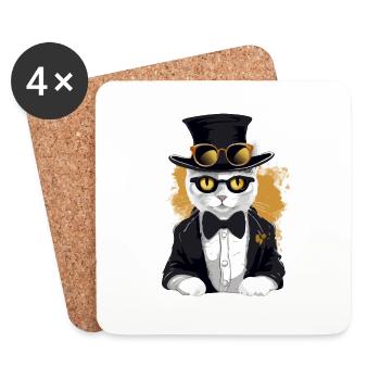 Micky die schicke Katze - Untersetzer (4er-Set) - Weiß - Vorne