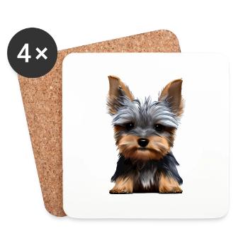 chiot chien Yorkshire Terrier propriétaire de chien - Dessous de verre (lot de 4) - blanc - Devant