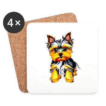 propriétaire de chiot chien Yorkshire Terrier - Dessous de verre (lot de 4) - blanc - Devant