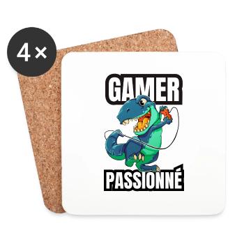 gamer passionné - Dessous de verre (lot de 4) - blanc - Devant