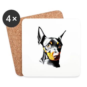 Doberman Doberman chiot chien Doberman dresseur - Dessous de verre (lot de 4) - blanc - Devant