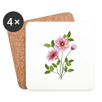 Fleur - Dessous de verre (lot de 4) - blanc - Devant