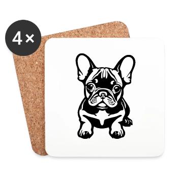 Chiens Chien bouledogue Français Chien Propriétaire - Dessous de verre (lot de 4) - blanc - Devant