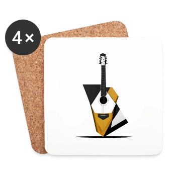 Geometric Acoustic Guitar - Coasters (set of 4) - white - Front
