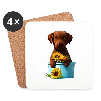 Chiot Labrador Retriever Labrador propriétaire - Dessous de verre (lot de 4) - blanc - Devant