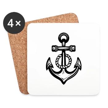 Anchor Boat Ship Nautical - Coasters (set of 4) - white - Front
