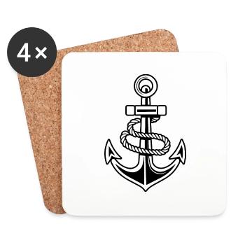 Anchor Boat Ship Nautical - Coasters (set of 4) - white - Front