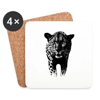 Leopard Gepard Raubkatze - Untersetzer (4er-Set) - Weiß - Vorne