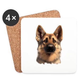 German Shepherd Dog Owner Puppy - Coasters (set of 4) - white - Front