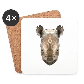 Rhinocéros - Dessous de verre (lot de 4) - blanc - Devant