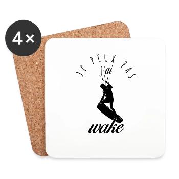 Je peux pas, j'ai wake : Passionnés de glisse - Dessous de verre (lot de 4) - blanc - Devant