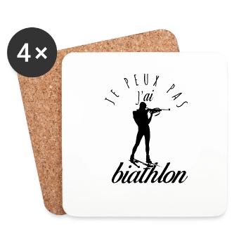 Je peux pas, j'ai biathlon - Dessous de verre (lot de 4) - blanc - Devant