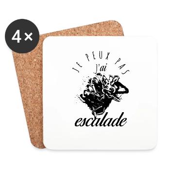 Je peux pas, j'ai escalade ! - Dessous de verre (lot de 4) - blanc - Devant