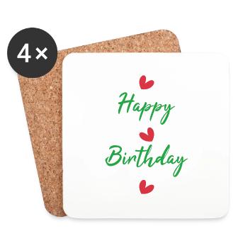 HAPPY BIRTHDAY. JOYEUX ANNIVERSAIRE. ANNIVERSAIRE. - Dessous de verre (lot de 4) - blanc - Devant