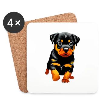 Hundewelpe Rottweiler Hund Rottweilerwelpe Hunde - Untersetzer (4er-Set) - Weiß - Vorne