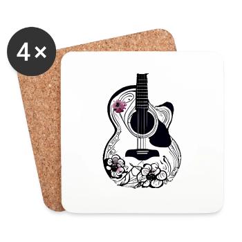 Musical Instrument Guitar Plucked Instrument Guitarist - Coasters (set of 4) - white - Front