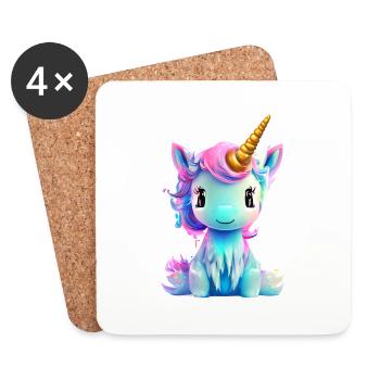 Licorne Fille Licorne Licorne Mythique Animal Licornes - Dessous de verre (lot de 4) - blanc - Devant