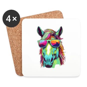 Eto the bespectacled horse - Coasters (set of 4) - white - Front