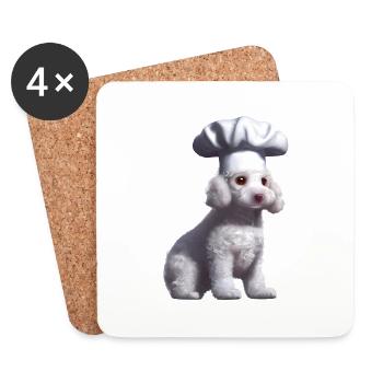 Poodle Dog Owner Cooks Poodle Puppy Dog Puppy - Coasters (set of 4) - white - Front