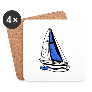 Sailor Sailing Sailing Ship Sailing Sailboat - Dessous de verre (lot de 4) - blanc - Devant