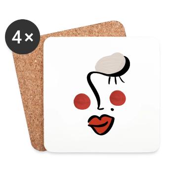 Abstract face of a woman - Coasters (set of 4) - white - Front