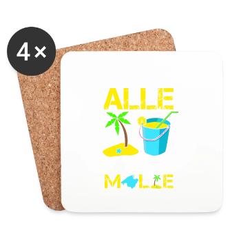 Lustiges EIMER FÜR ALLE, ALLE FÜR MALLORCA, Saufen - Untersetzer (4er-Set) - Weiß - Vorne