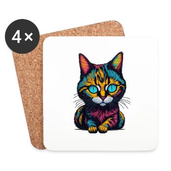 Katze I Stubentiger I Geschenk - Untersetzer (4er-Set) - Weiß - Vorne