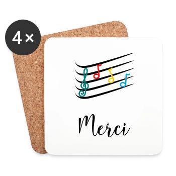 MERCI. MAÎTRESSE. MAÎTRE. MERCI MAÎTRESSE. MUSIQUE - Dessous de verre (lot de 4) - blanc - Devant