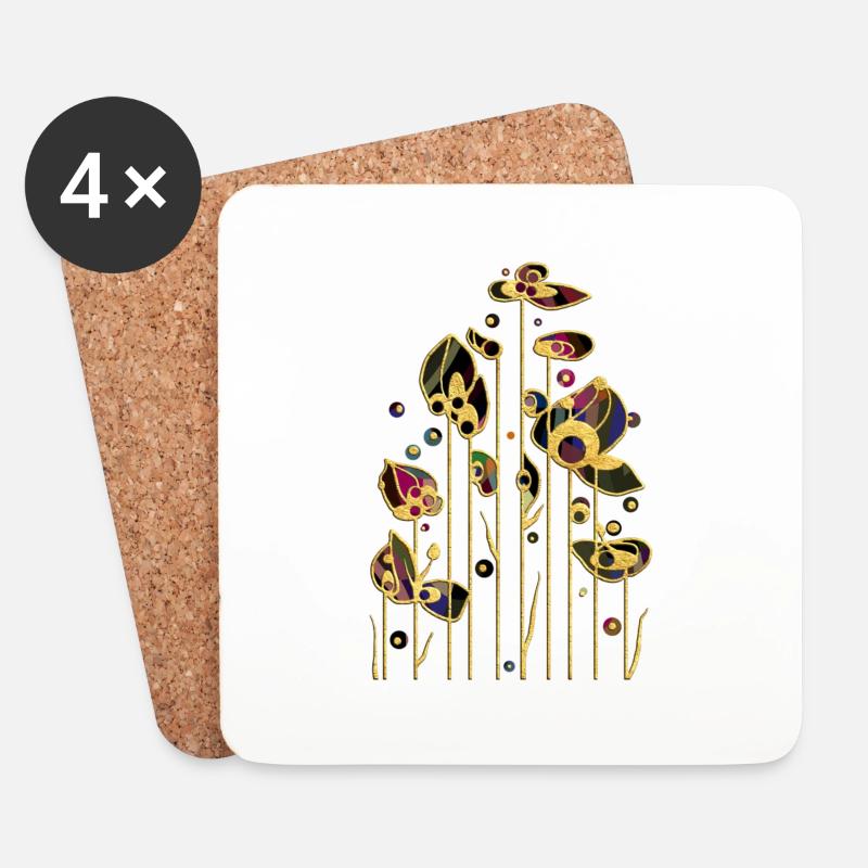 Blumen - Untersetzer (4er-Set) - Weiß