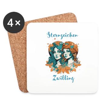 Sternzeichen Zwilling Tierkreiszeichen Horoskop - Untersetzer (4er-Set) - Weiß - Vorne