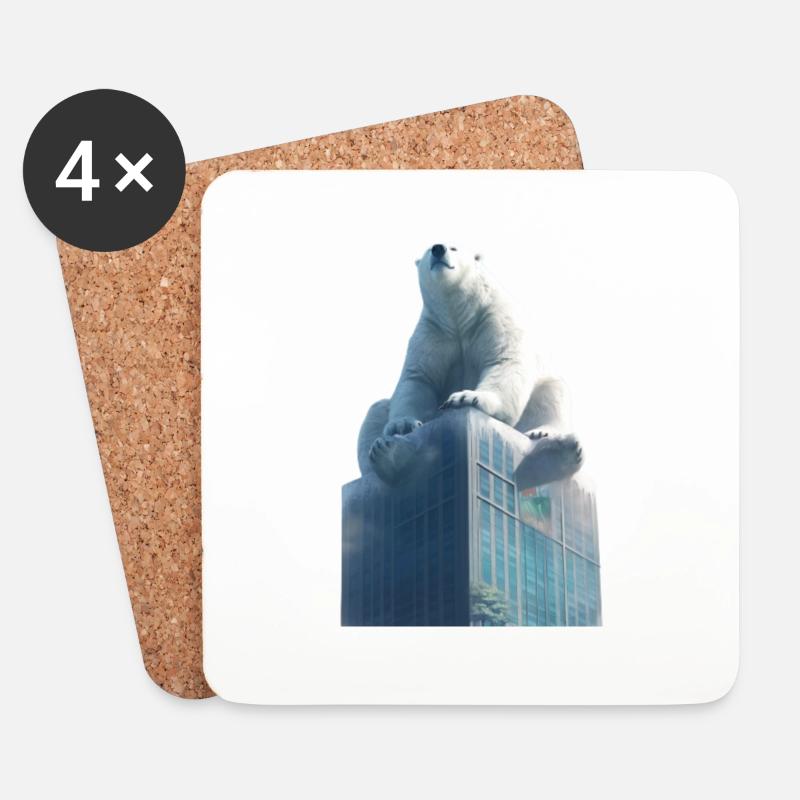 Der Eisbär auf dem Dach - Untersetzer (4er-Set) - Weiß