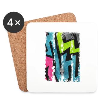 Graffiti style Splash hip hop couleurs peintre couleur - Dessous de verre (lot de 4) - blanc - Devant