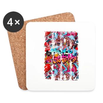 Graffiti style Splash hip hop couleurs peintre couleur - Dessous de verre (lot de 4) - blanc - Devant
