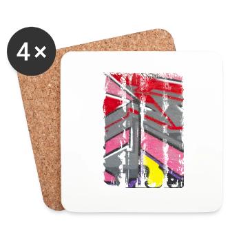 Graffiti style Splash hip hop couleurs peintre couleur - Dessous de verre (lot de 4) - blanc - Devant