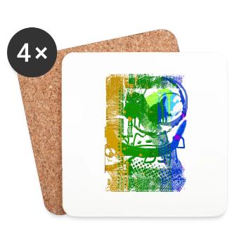 Graffiti style Splash hip hop couleurs peintre couleur - Dessous de verre (lot de 4) - blanc - Devant