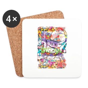 Graffiti style Splash hip hop couleurs peintre couleur - Dessous de verre (lot de 4) - blanc - Devant