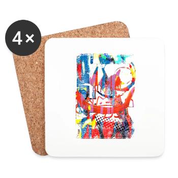 Graffiti-Stil Splash Hip Hop Farben Maler Farbe - Untersetzer (4er-Set) - Weiß - Vorne