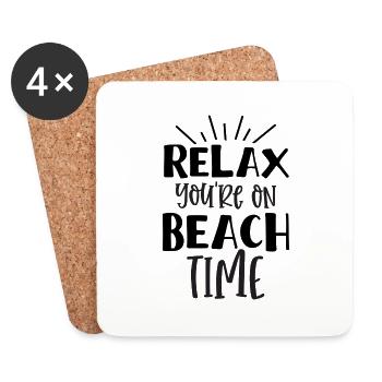 Relax you are on Beach Time - Coasters (set of 4) - white - Front