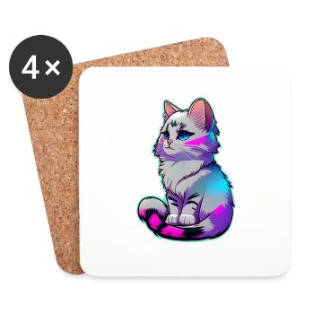 cute little gray cat - Coasters (set of 4) - white - Front