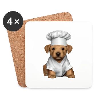 Golden Retriever Hundewelpe Kochen Hunde Gastronom - Untersetzer (4er-Set) - Weiß - Vorne